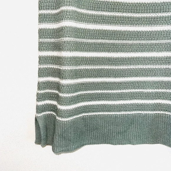 GAP 100% Cotton Sage Green & White Striped Knit Tank Top Small Women’s - Picture 4 of 10